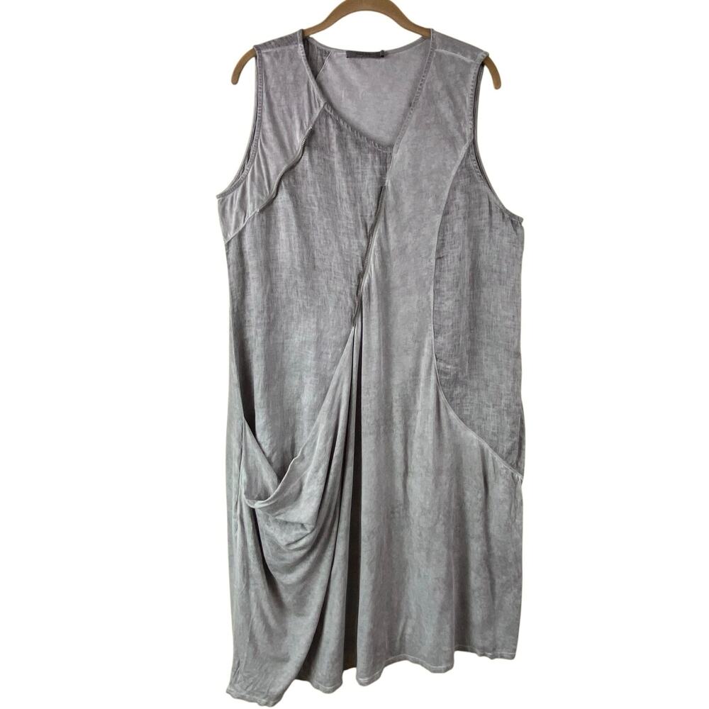 Beau Jours Chalet Linen Midi Dress Size L Art To Wear Mineral Wash Gritty Boho